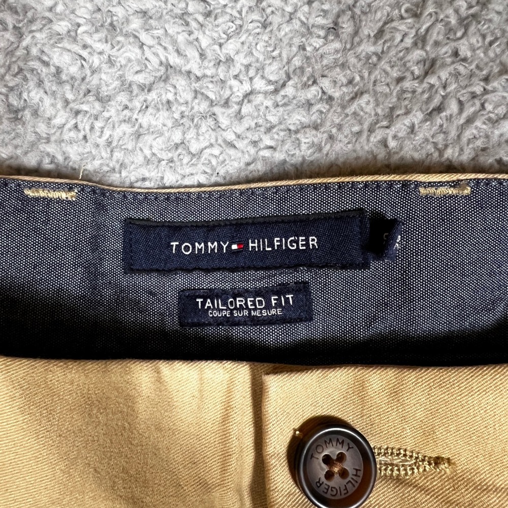 Tommy Hilfiger Chino Pants Mens 38x30 Tailored Fit Khaki Incense Casual Formal - Picture 8 of 11